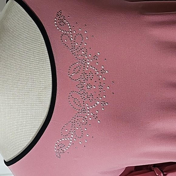 Liz McCoy mauve pink top size medium. Ruffle sleeves black piping - Picture 2 of 7